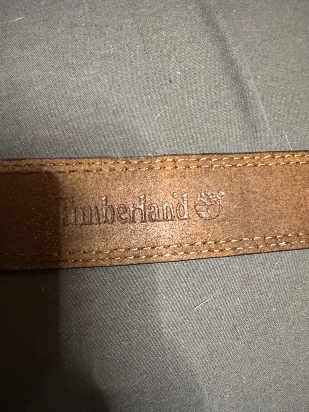 Timberland Brown Leather Men's Belt with Contrast Stitching